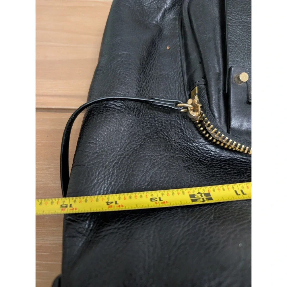 She+Lo BLACK Leather Hobo Handbag With‎ Gold Accents